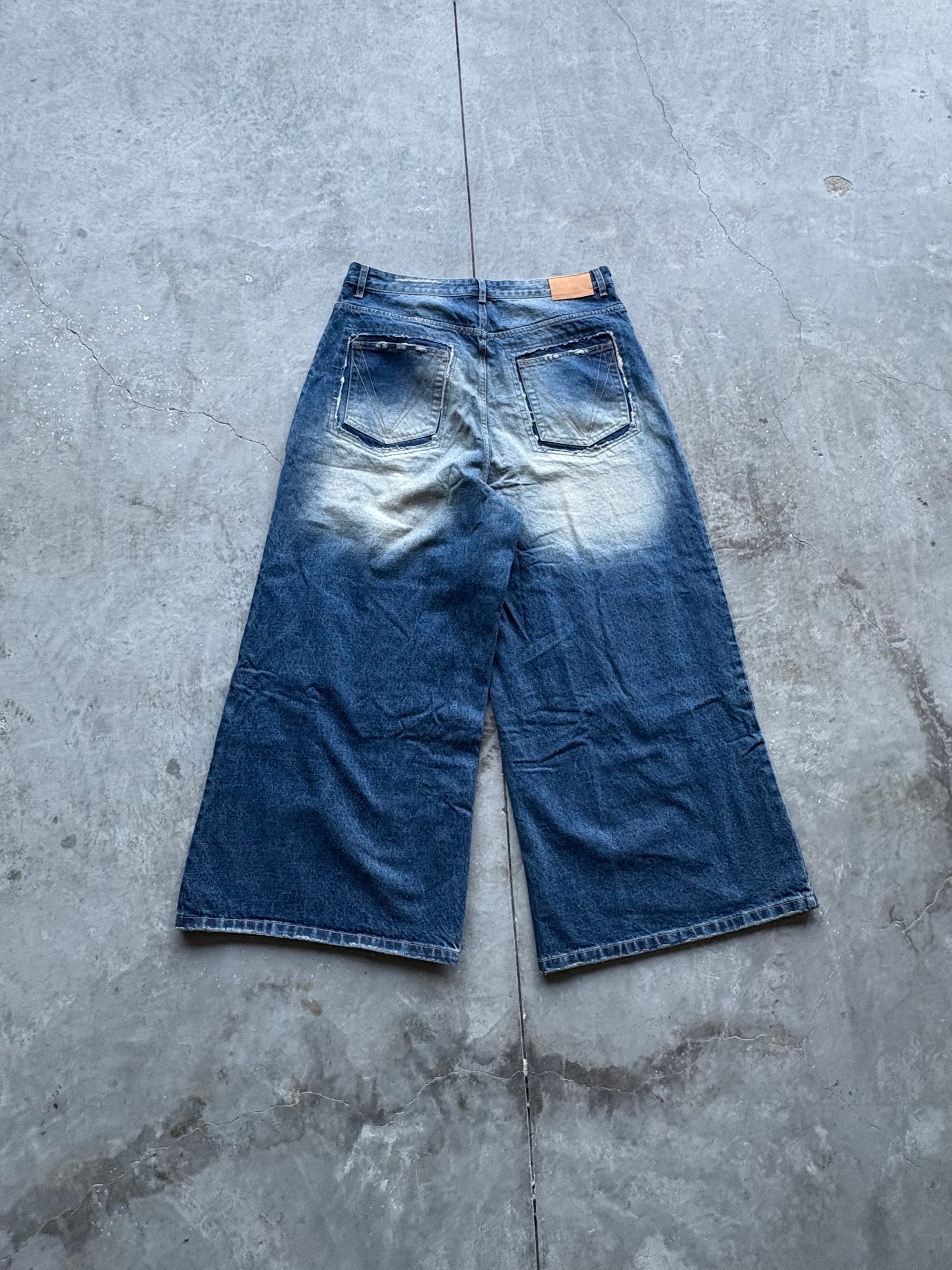 Wide-Leg Distressed Denim