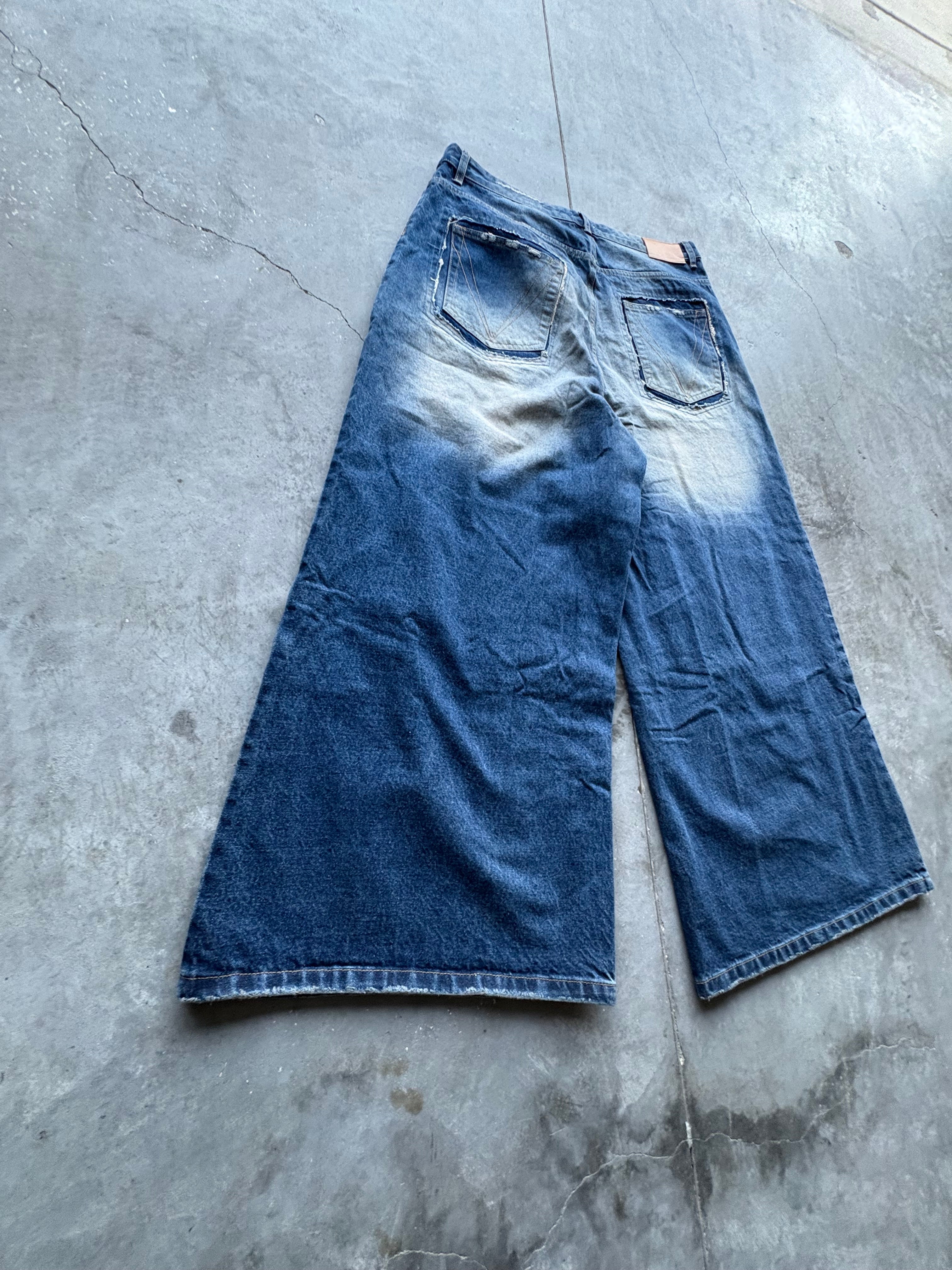 Wide-Leg Distressed Denim